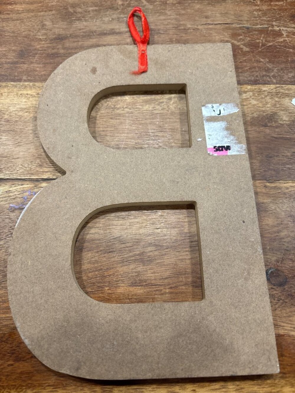 Black Wooden Letter B Wall Decor Stitching Design & Red Ribbon Chalk Board Style - Picture 2 of 7